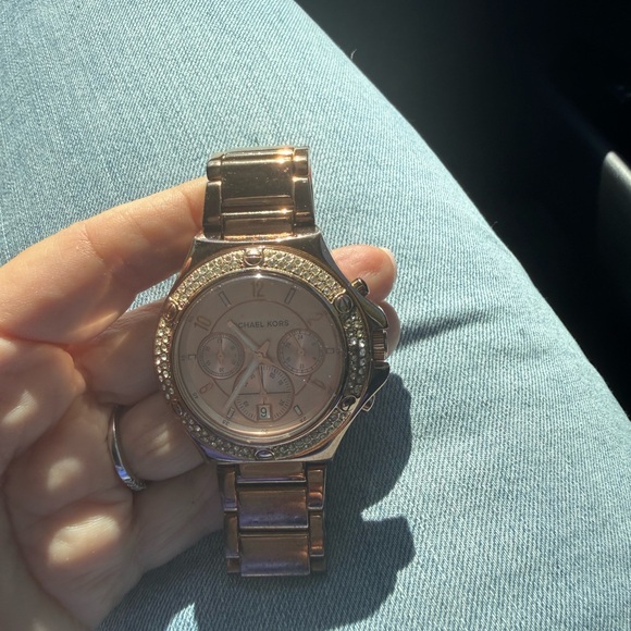 Michael Kors Accessories - Michael Kors Rose Gold Tone Crystal Chronograph Watch